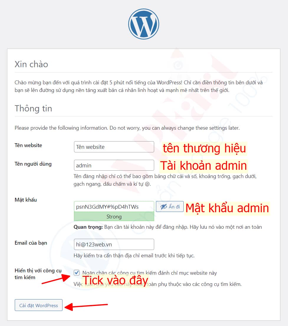 Cài đặt wordpress lên hosting Hawk Host