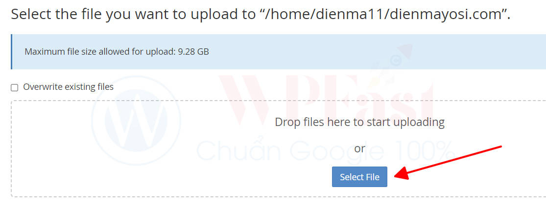Chọn file wordpress trên máy tính