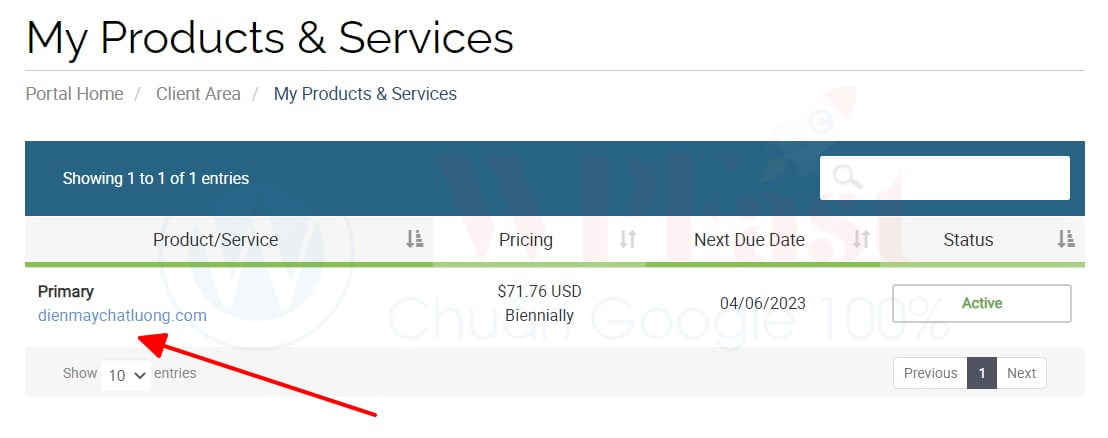 Click chọn hosting cần sử dụng