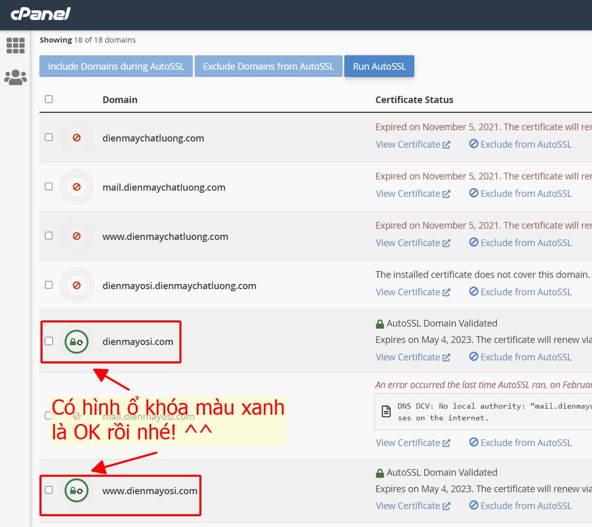 Kích hoạt SSL thành công