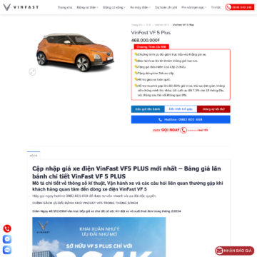 Theme wordpress bán xe hơi điện VinFast