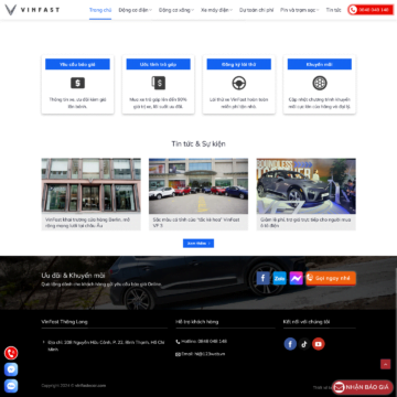 Theme wordpress bán xe hơi điện VinFast