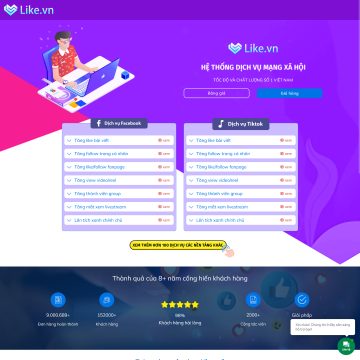 Landing Page dịch vụ tăng like