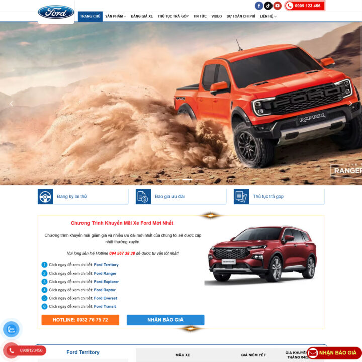 Theme wordpress bán xe ô tô Ford tối ưu ADS