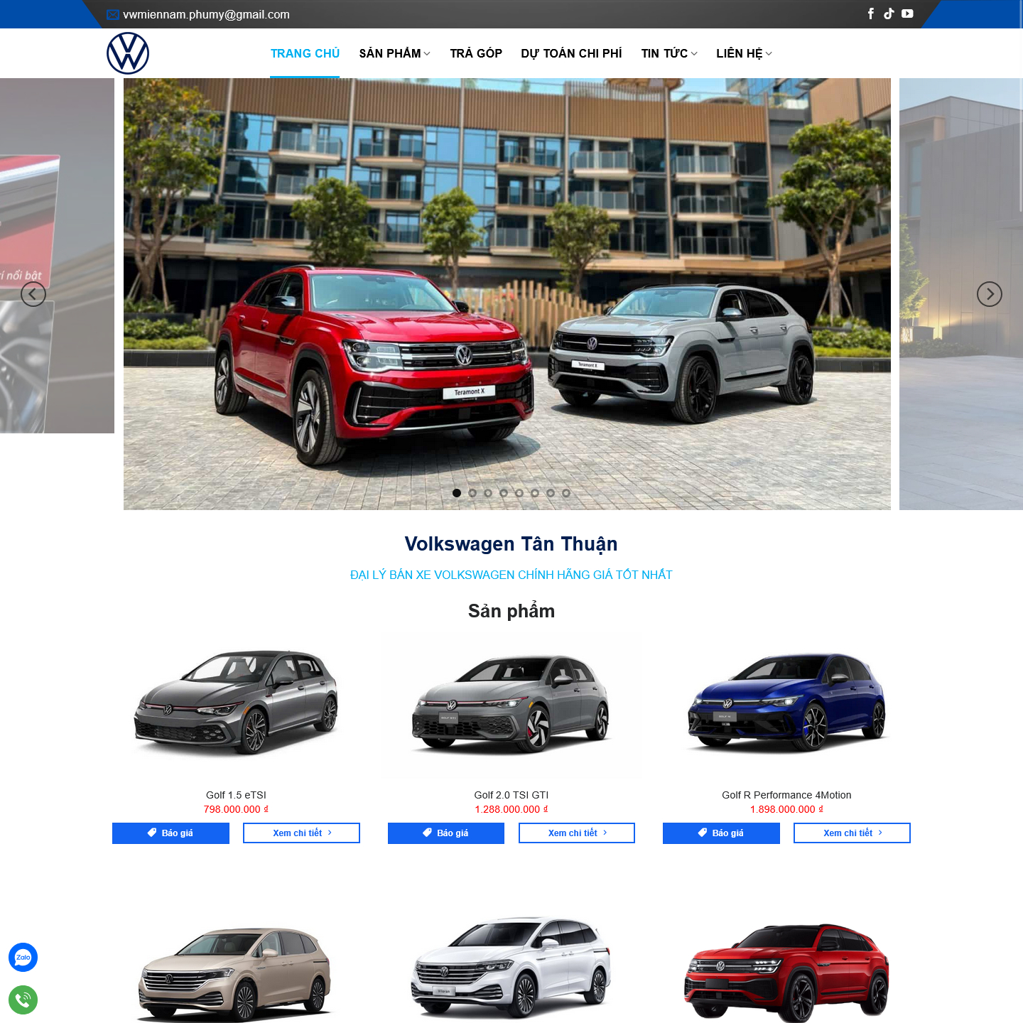 Theme wordpress đại lý Volkswagen Tân Thuận